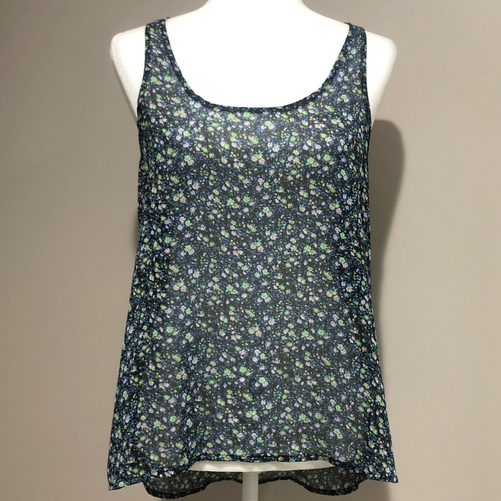 Bongo Floral Semi Sheer Racer Back Tank